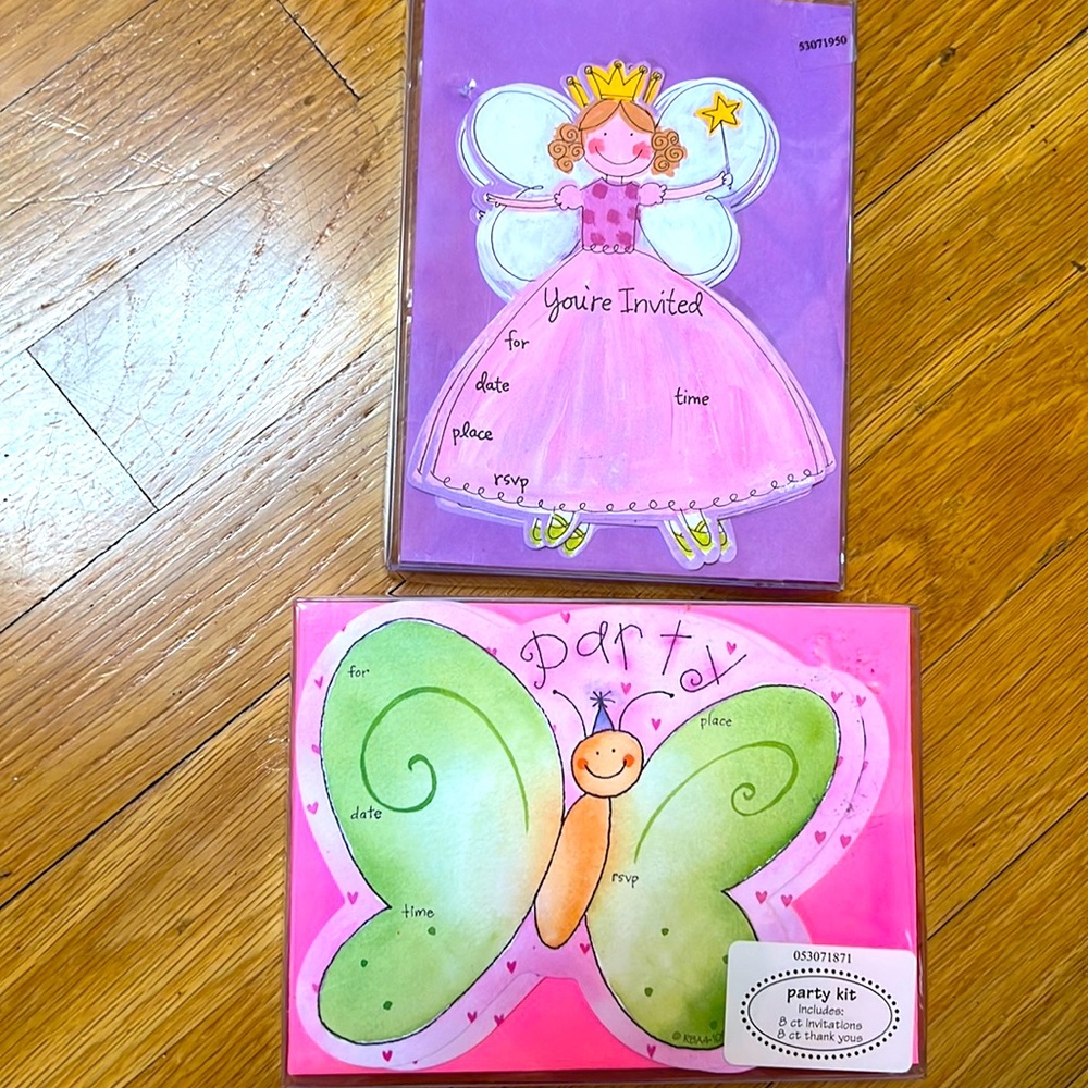 Invite and Thank You Butterly and Fairy Cards NWT
